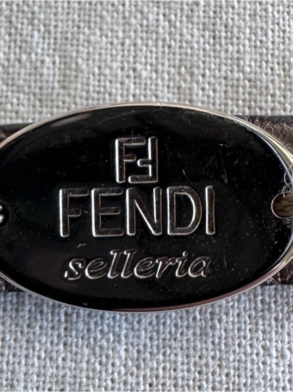 Fendi Selleria Black Metallic Logo Plaque Bracelet - Picture 3 of 5